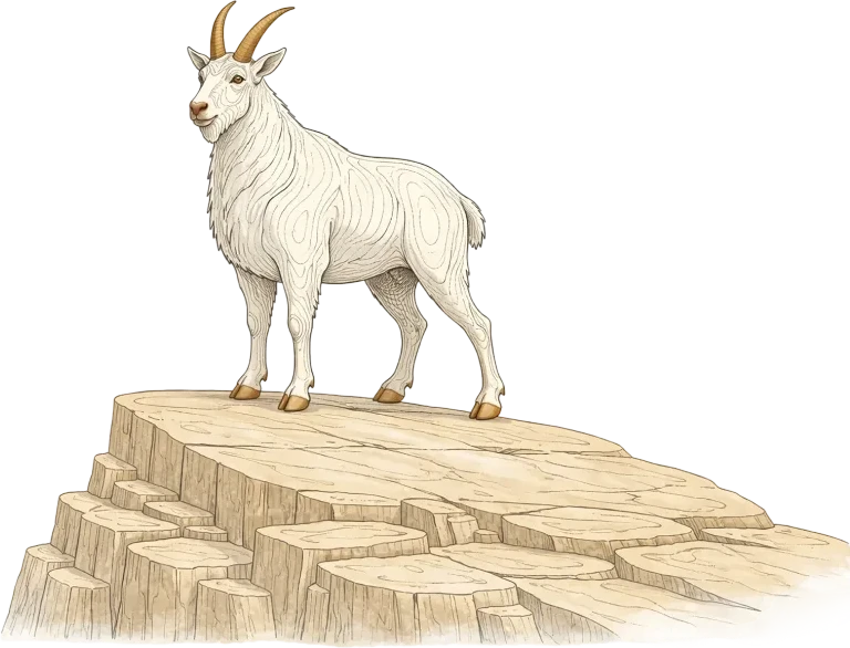 The Cashmere mountain goat standing on contoured terrain